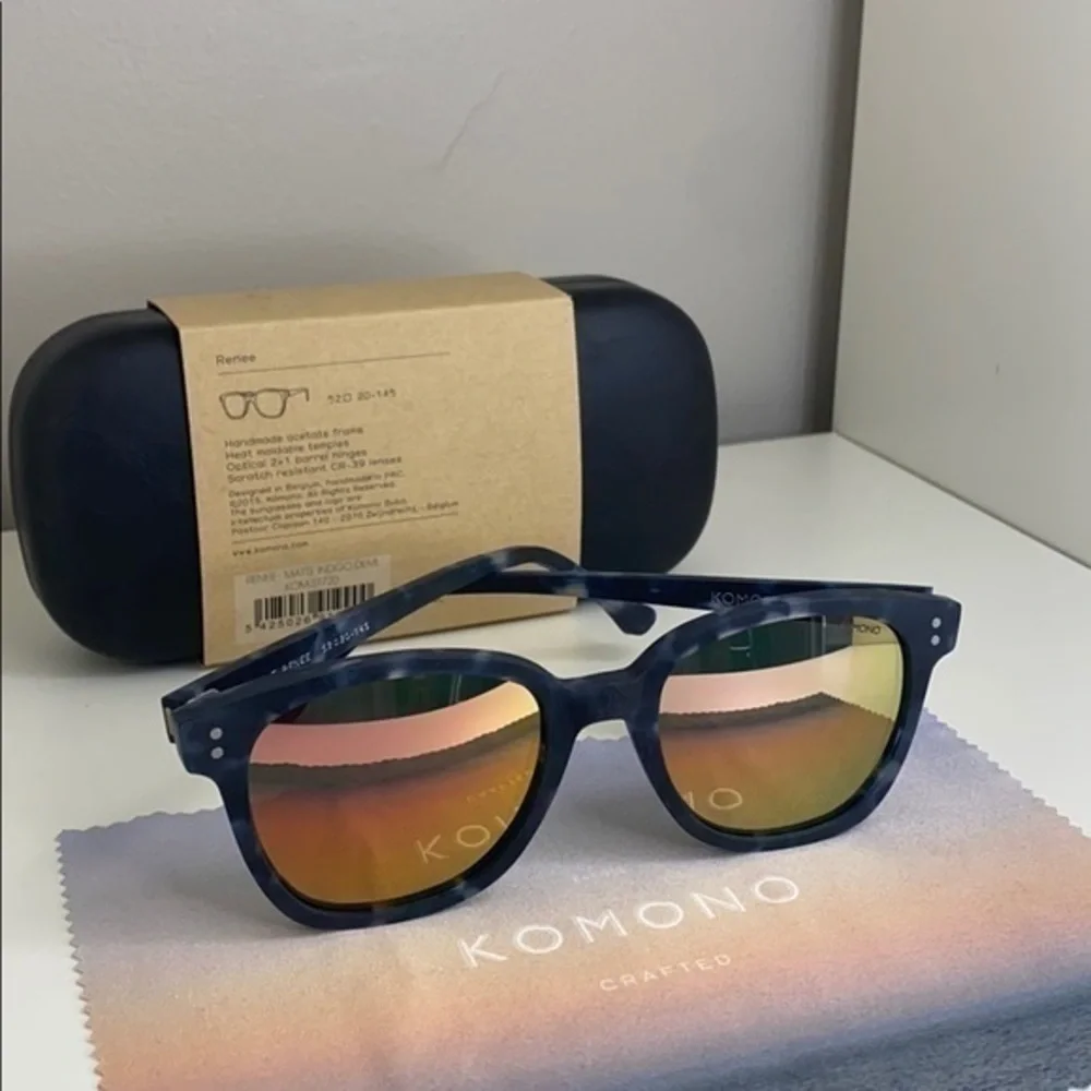 Komono Renee Sunglasses Matte Indigo Demi navy tortoise reflective